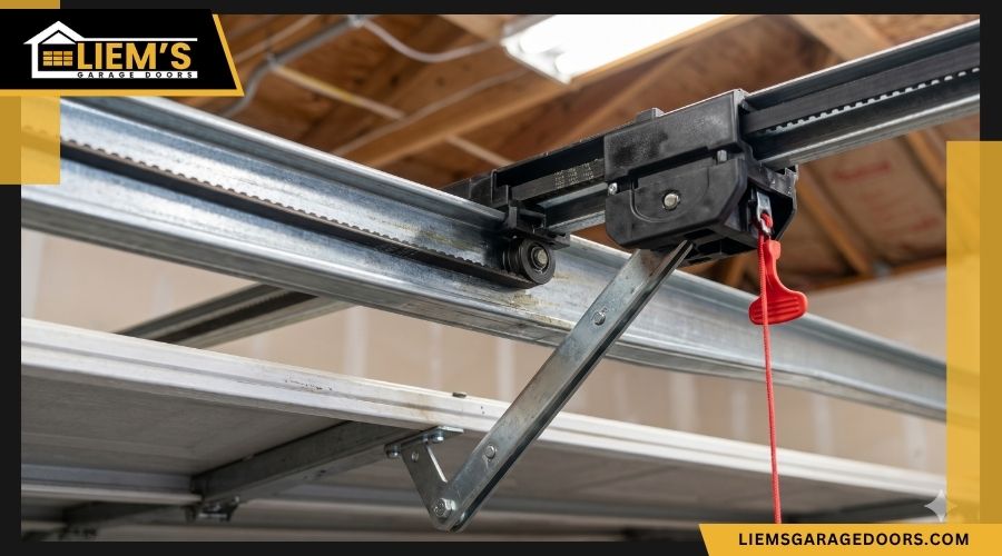 garagedoordrivesystemcomparison A detailed look at the rail and carriage mechanism of an overhead garage door drive system