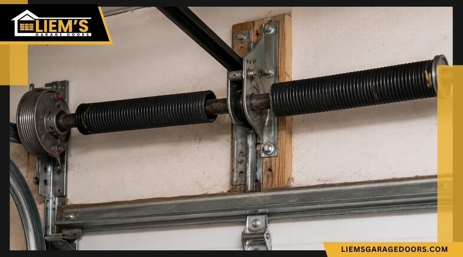 Broken torsion spring on a garage door